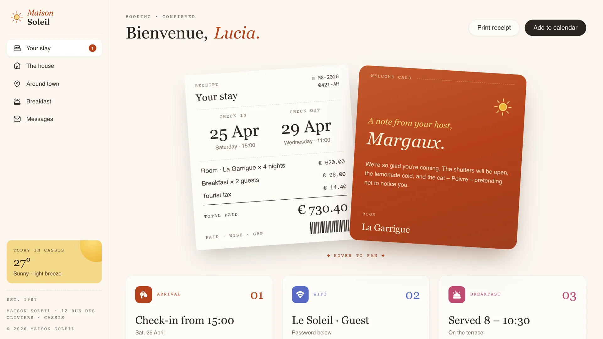 Hotel Booking Confirmation Page