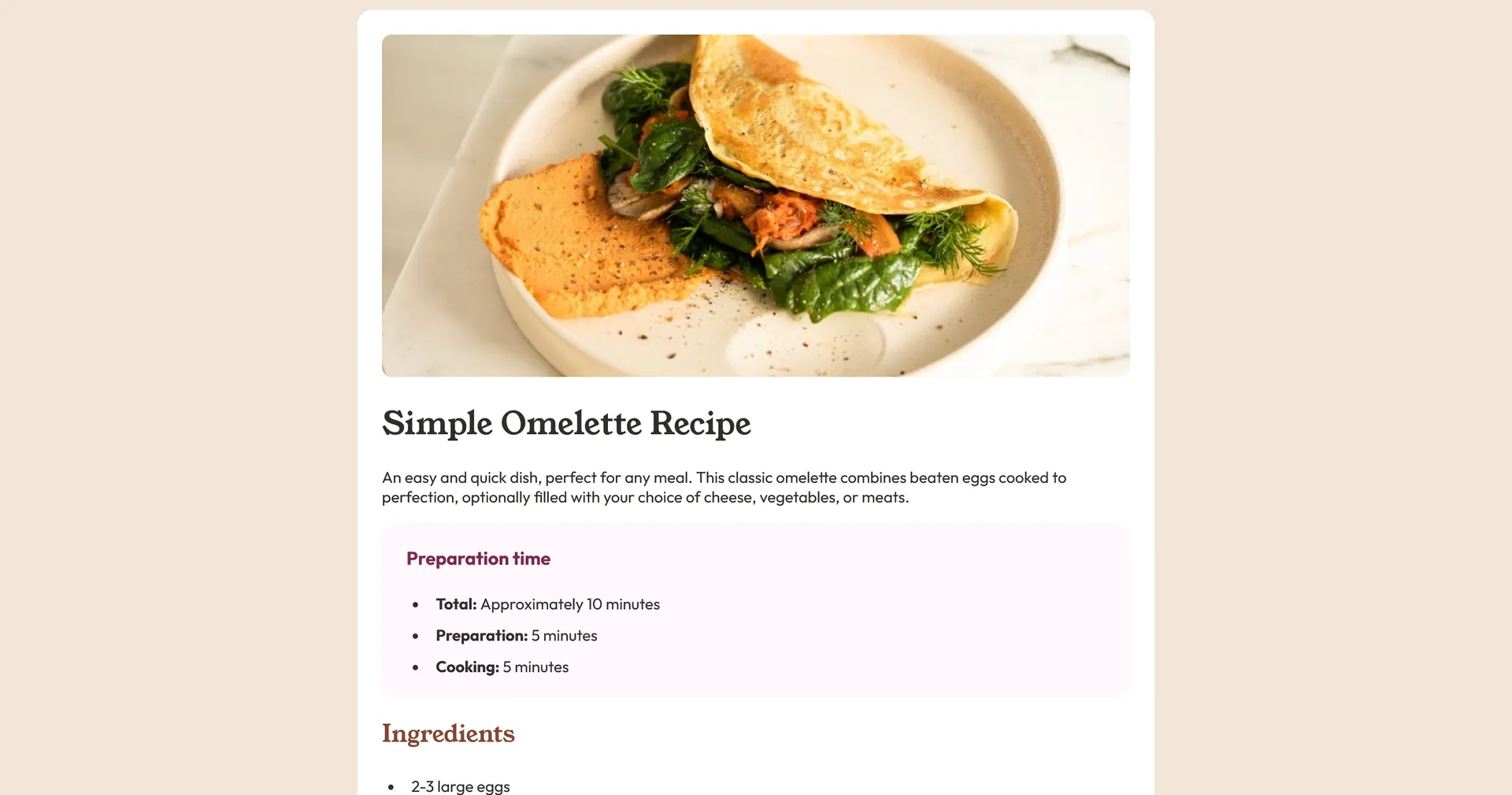 Recipe Page